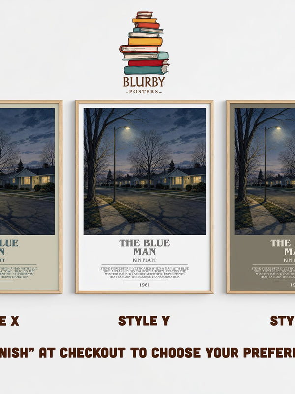 The blue man bookish print in frame leaning in hallway – crime wall art