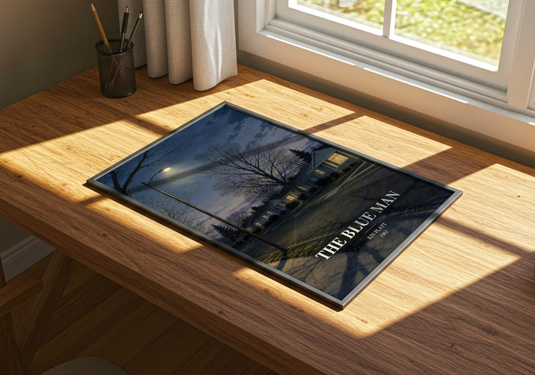 The blue man watercolour book poster framed on wall – crime wall art