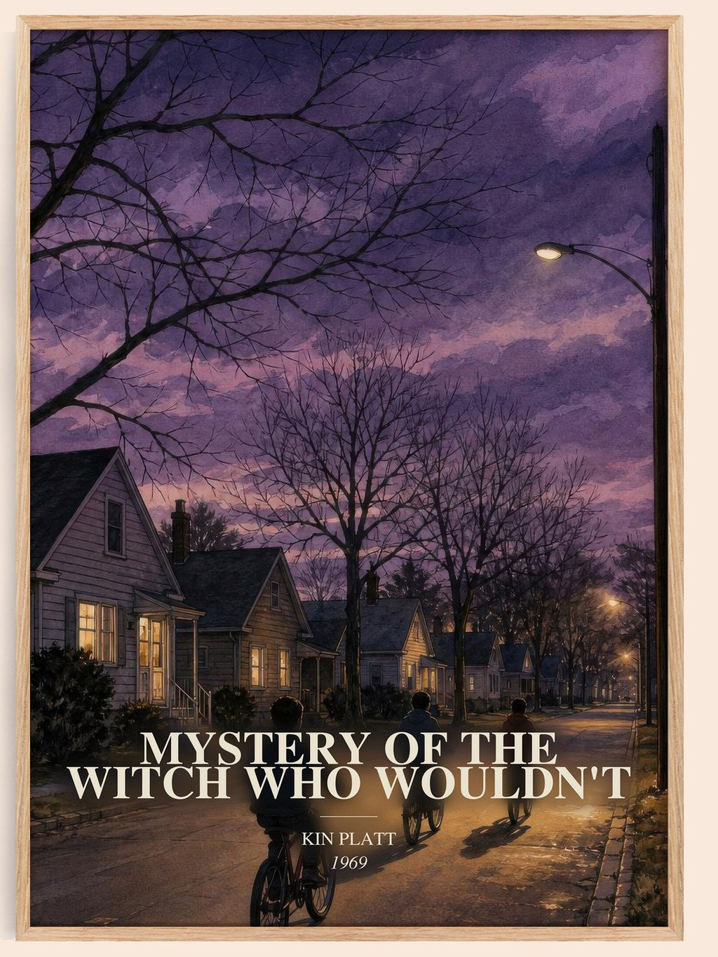 Mystery of the Witch Who Wouldn't watercolour book poster by Kin Platt – framed literary art print