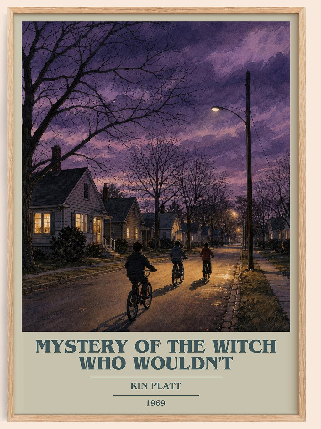 Mystery of the Witch Who Wouldn't book cover book poster by Kin Platt – framed literary art print