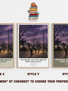 Mystery of the Witch Who Wouldn't book cover print in frame leaning in hallway – childrens wall art