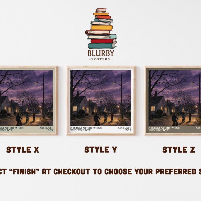 Mystery of the Witch Who Wouldn't literary print in frame leaning in hallway – childrens wall art