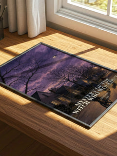 Mystery of the Witch Who Wouldn't watercolour book poster framed on wall – childrens wall art