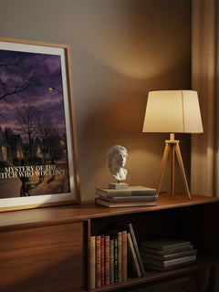 Mystery of the Witch Who Wouldn't watercolour print on bookshelf – Kin Platt fan gift