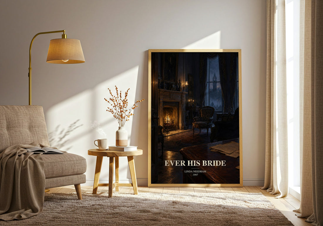 Ever His Bride watercolour print in frame leaning in hallway – romance wall art