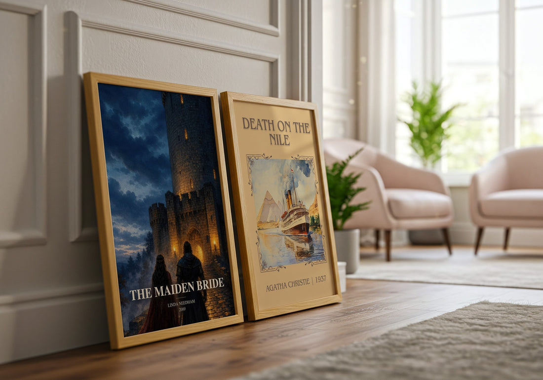 The Maiden Bride watercolour print framed by window – literary home decor