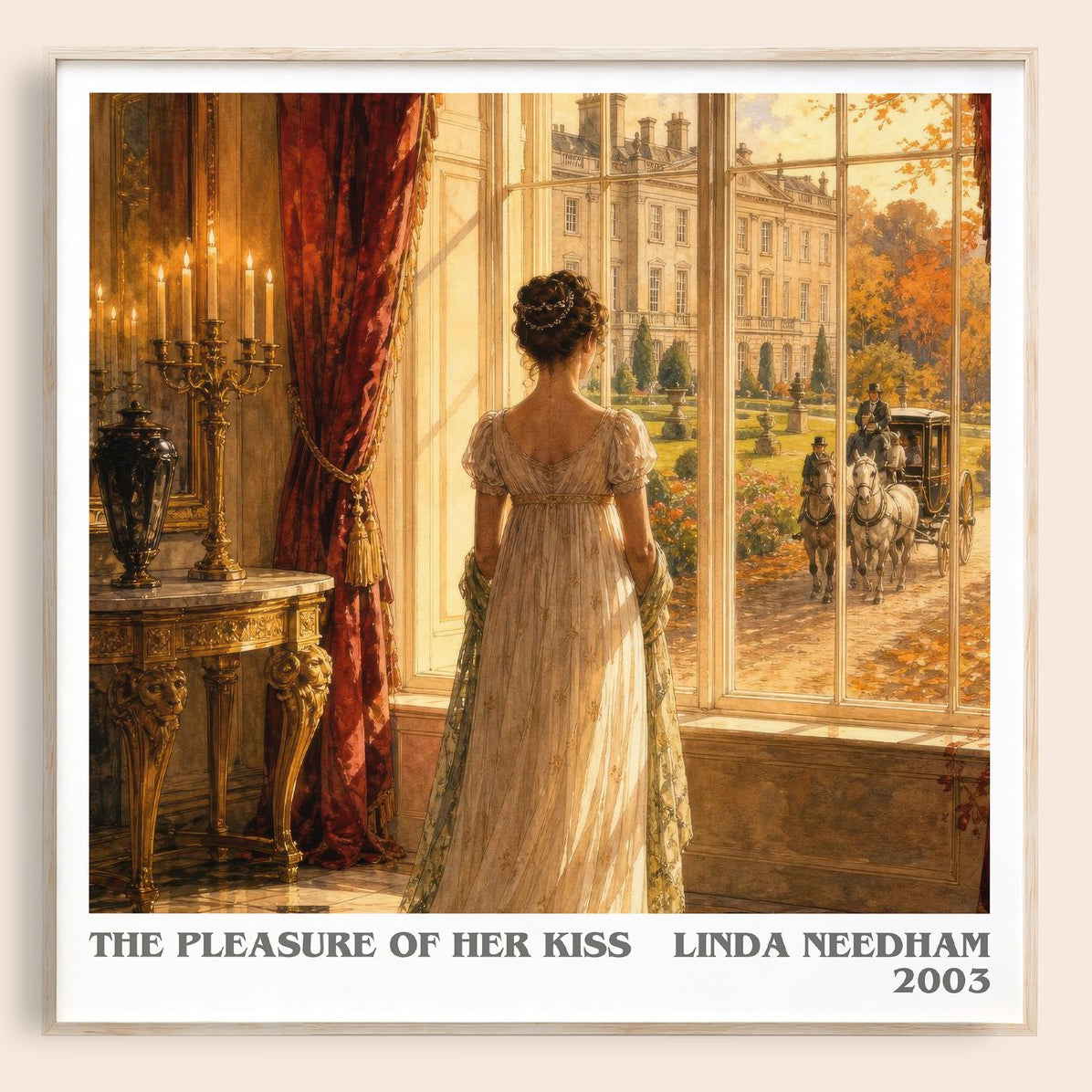 The Pleasure of Her Kiss literary book poster by Linda Needham – framed literary art print