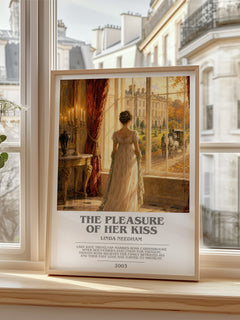 The Pleasure of Her Kiss bookish poster colour and style options – Linda Needham book art