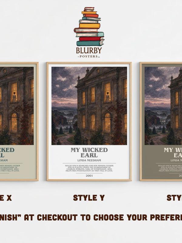 My Wicked Earl bookish print in frame leaning in hallway – romance wall art