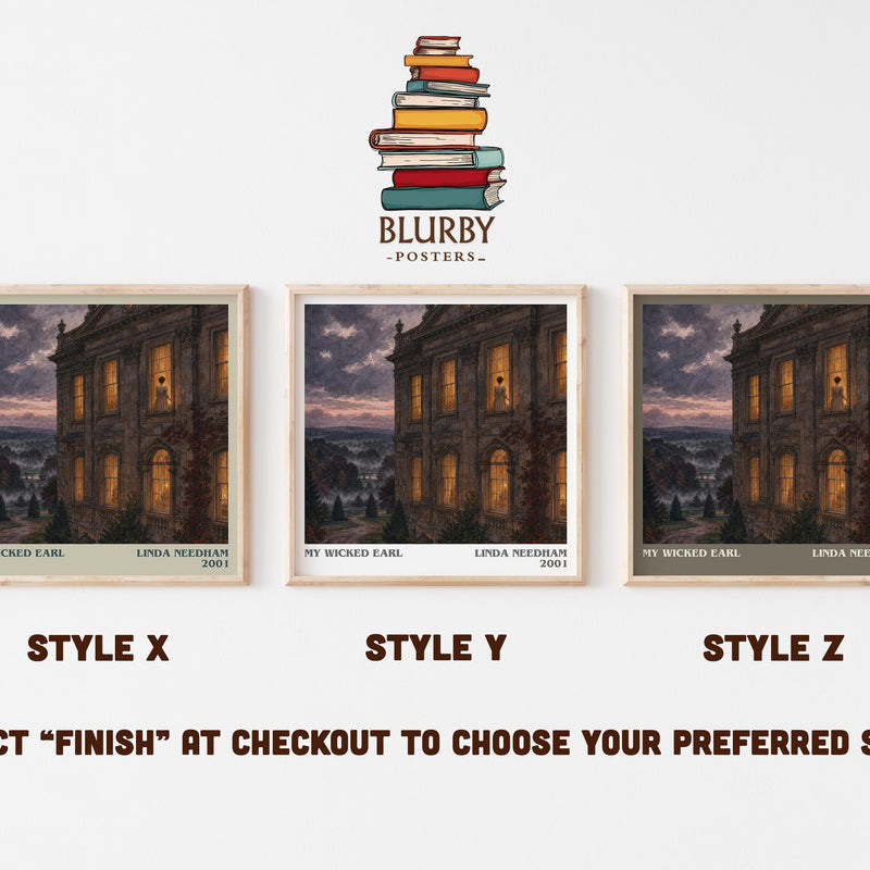 My Wicked Earl literary print in frame leaning in hallway – romance wall art