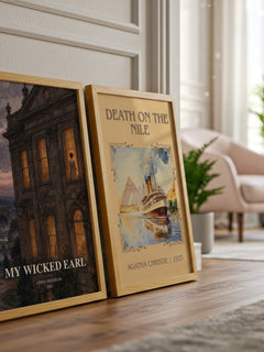 My Wicked Earl watercolour print framed by window – literary home decor