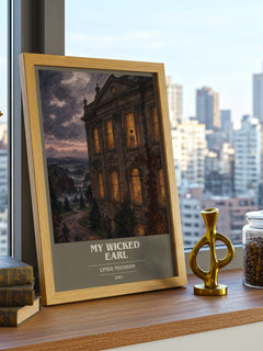 My Wicked Earl book cover print framed by window – literary home decor