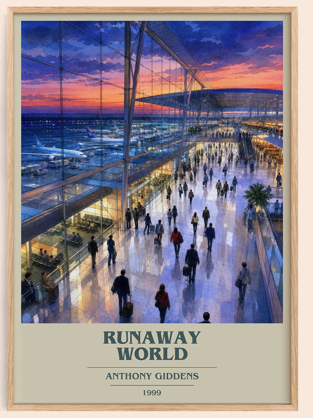 Runaway world book cover book poster by Anthony Giddens – framed literary art print