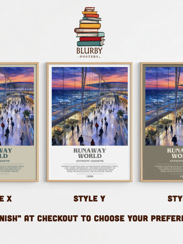 Runaway world bookish print in frame leaning in hallway – non fiction wall art