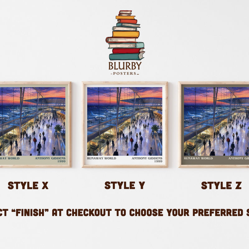 Runaway world literary print in frame leaning in hallway – non fiction wall art