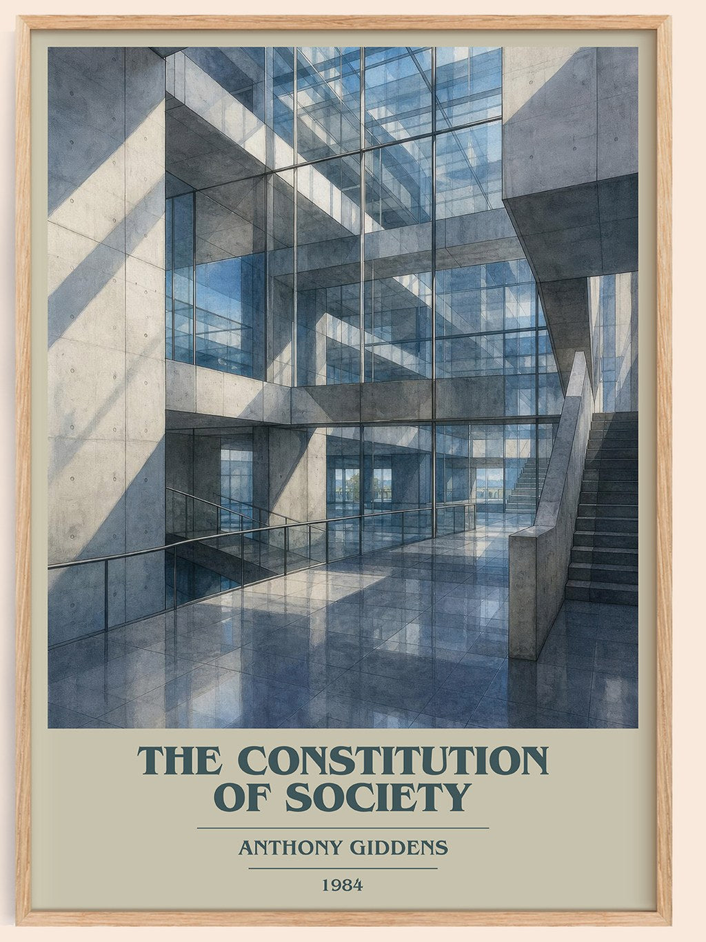 The constitution of society book cover book poster by Anthony Giddens – framed literary art print