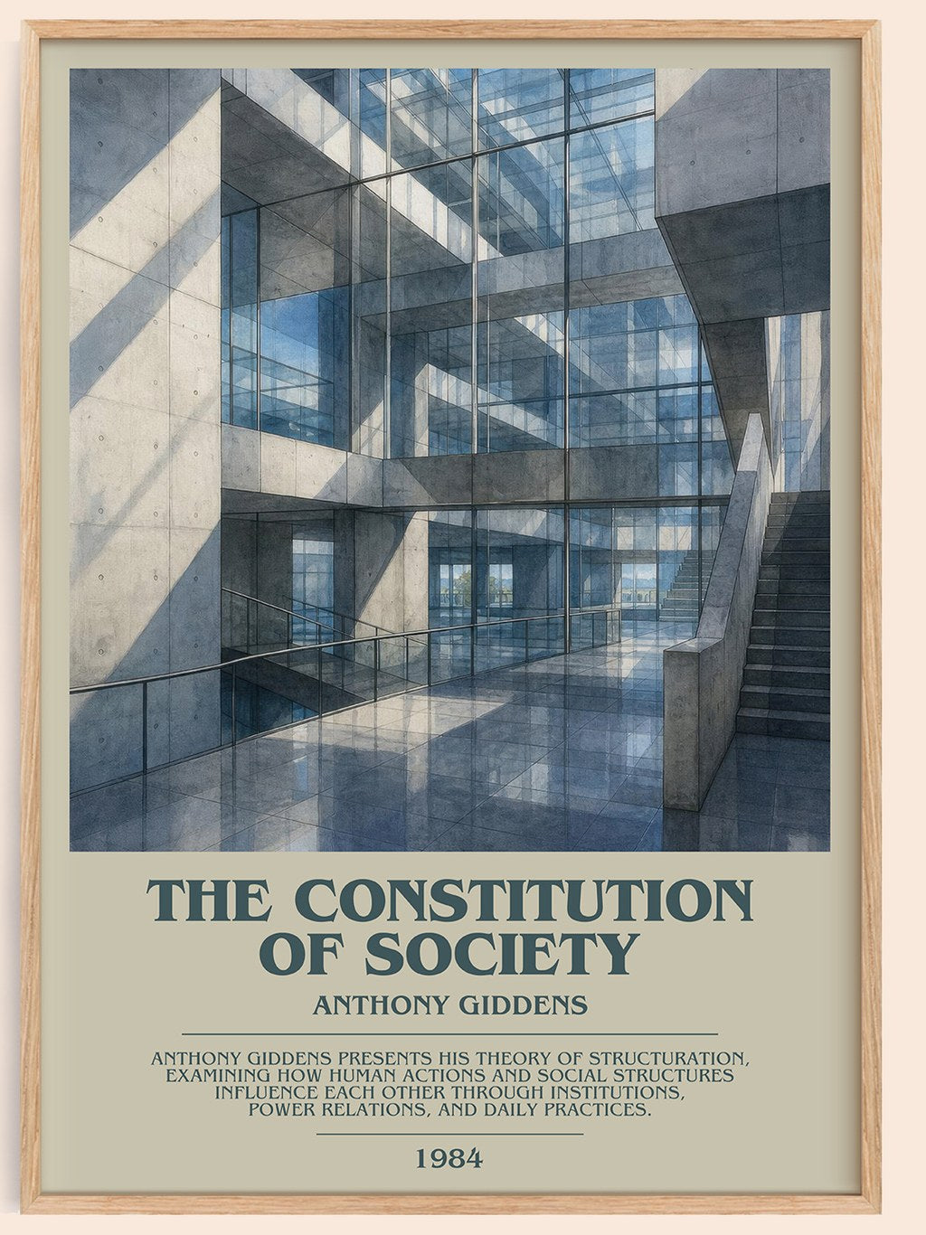 The constitution of society bookish book poster by Anthony Giddens – framed literary art print