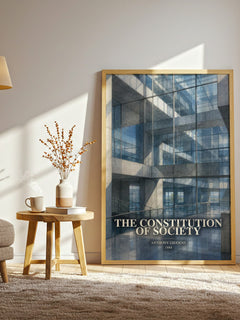 The constitution of society watercolour print in frame leaning in hallway – non fiction wall art