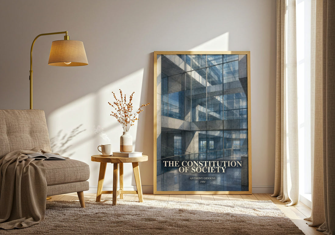 The constitution of society watercolour print in frame leaning in hallway – non fiction wall art