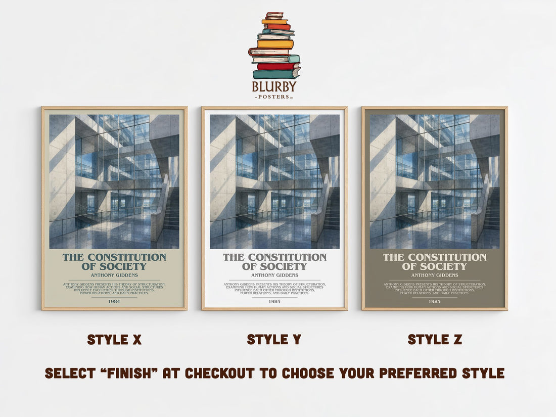 The constitution of society bookish print in frame leaning in hallway – non fiction wall art (mockup)
