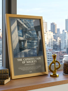 The constitution of society bookish print framed by window – literary home decor