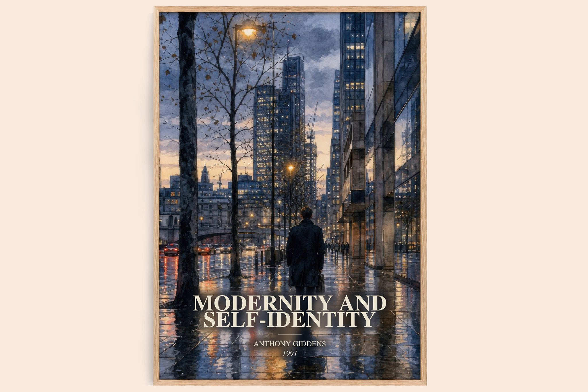 Modernity and self-identity Book Watercolour Illustration by Anthony Giddens