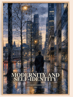 Modernity and self-identity watercolour book poster by Anthony Giddens – framed literary art print