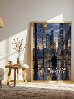 Modernity and self-identity watercolour print in frame leaning in hallway – non fiction wall art