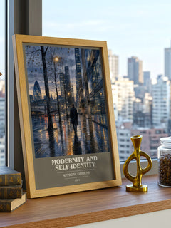 Modernity and self-identity book cover print framed by window – literary home decor