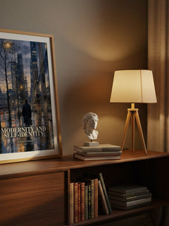 Modernity and self-identity watercolour print on bookshelf – Anthony Giddens fan gift