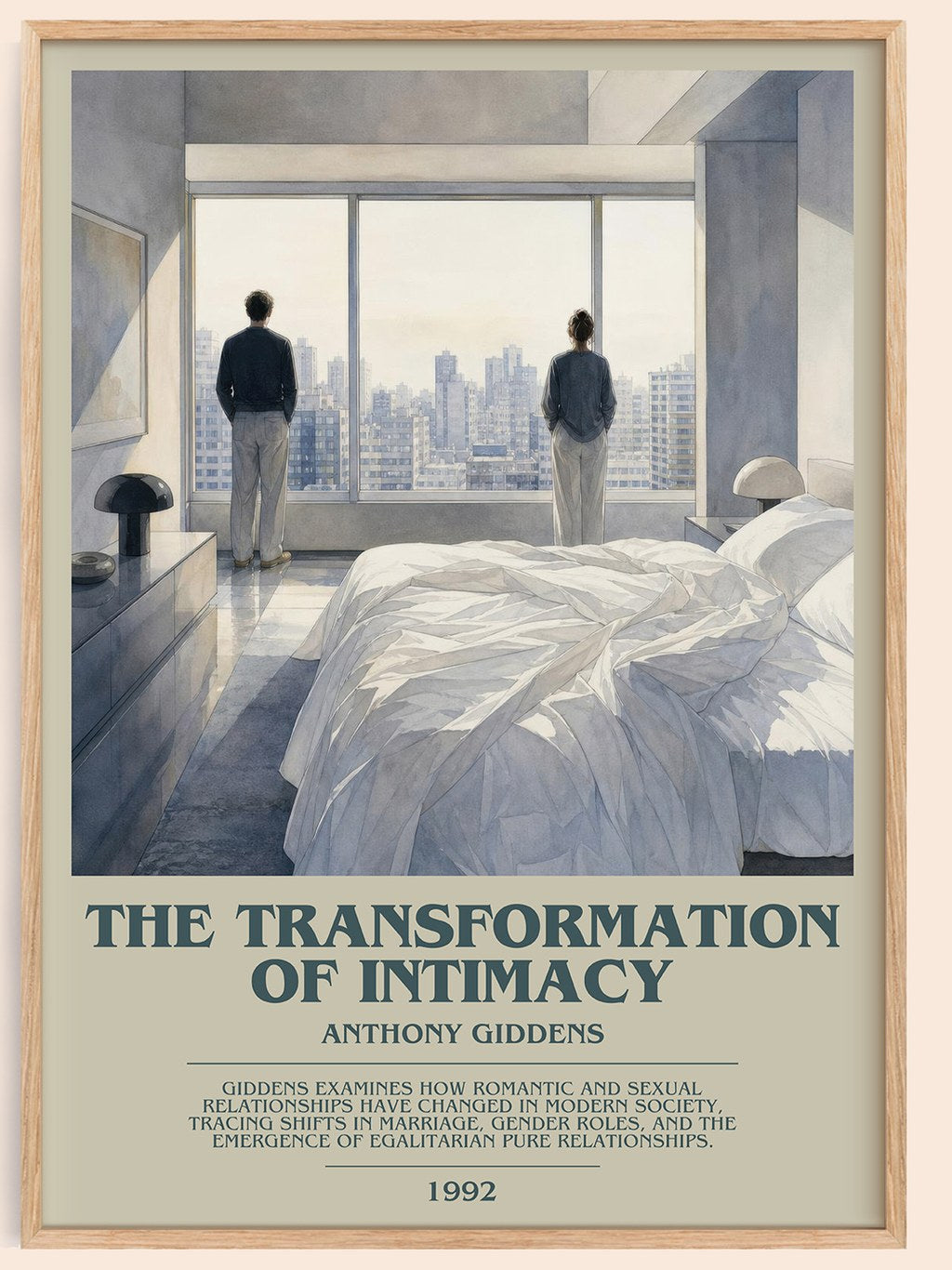The transformation of intimacy bookish book poster by Anthony Giddens – framed literary art print