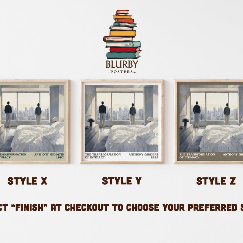The transformation of intimacy literary print in frame leaning in hallway – non fiction wall art