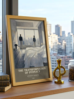The transformation of intimacy book cover print framed by window – literary home decor