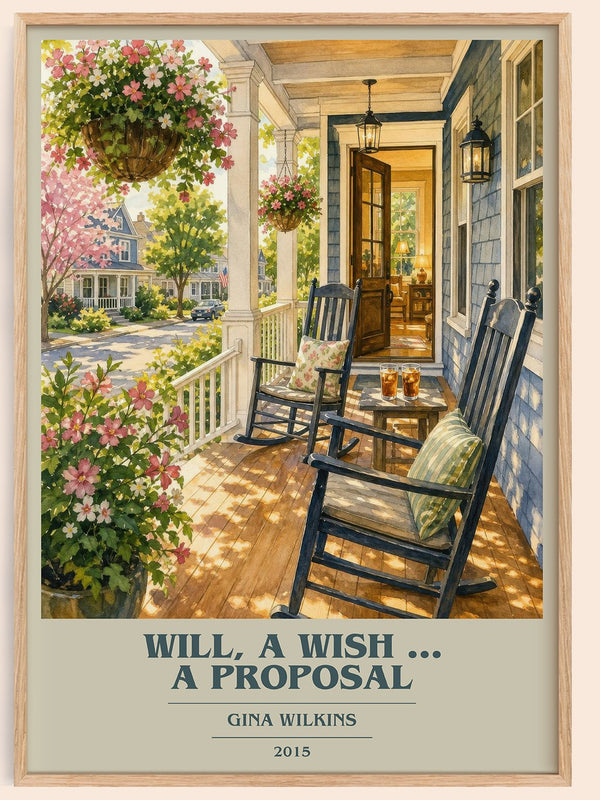 Will, a Wish ... a Proposal book cover book poster by Gina Wilkins – framed literary art print