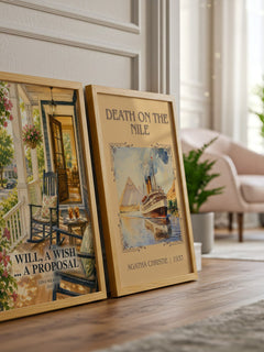 Will, a Wish ... a Proposal watercolour print framed by window – literary home decor