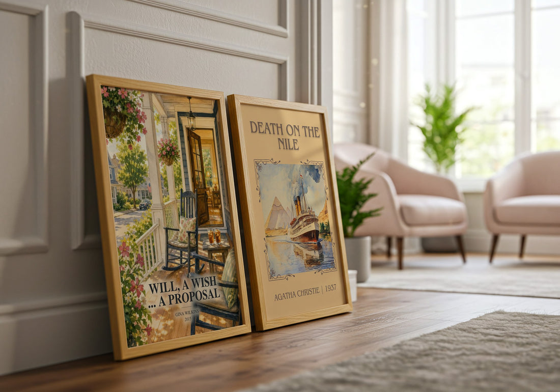 Will, a Wish ... a Proposal watercolour print framed by window – literary home decor