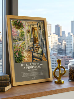 Will, a Wish ... a Proposal bookish print framed by window – literary home decor