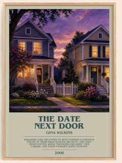 The Date Next Door bookish book poster by Gina Wilkins – framed literary art print