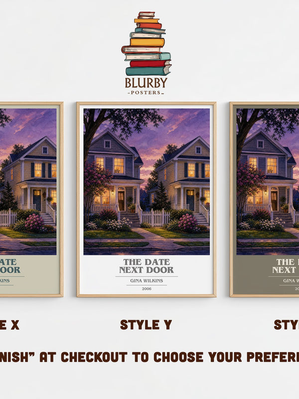 The Date Next Door book cover print in frame leaning in hallway – romance wall art