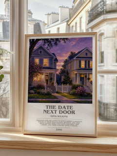 The Date Next Door bookish poster colour and style options – Gina Wilkins book art