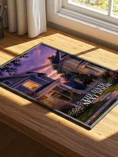 The Date Next Door watercolour book poster framed on wall – romance wall art
