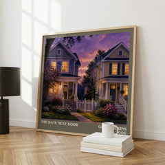 The Date Next Door literary print framed by window – literary home decor