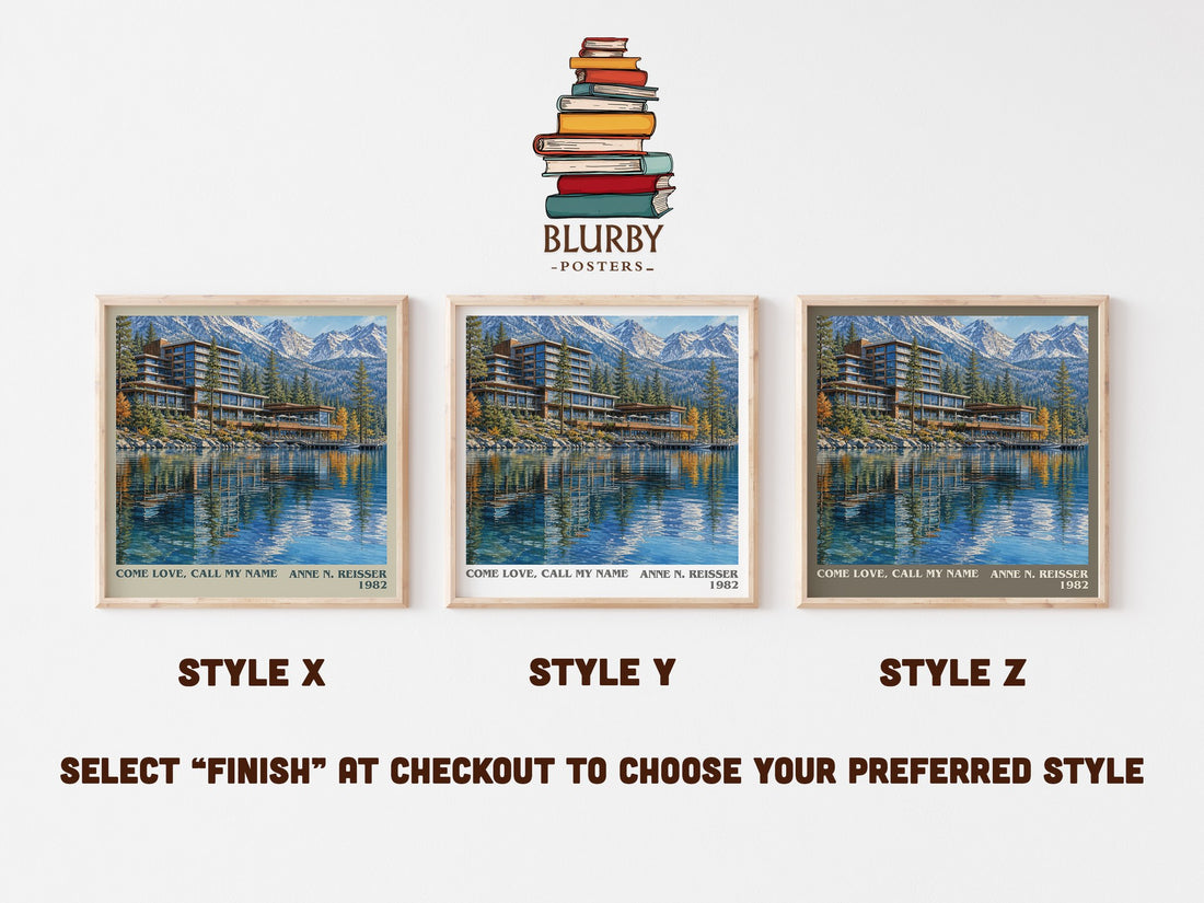 Come Love, Call My Name literary print in frame leaning in hallway – memoir wall art (mockup)