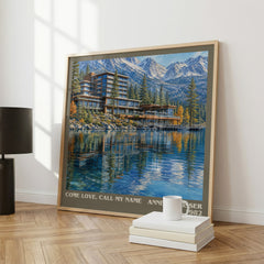 Come Love, Call My Name literary print framed by window – literary home decor