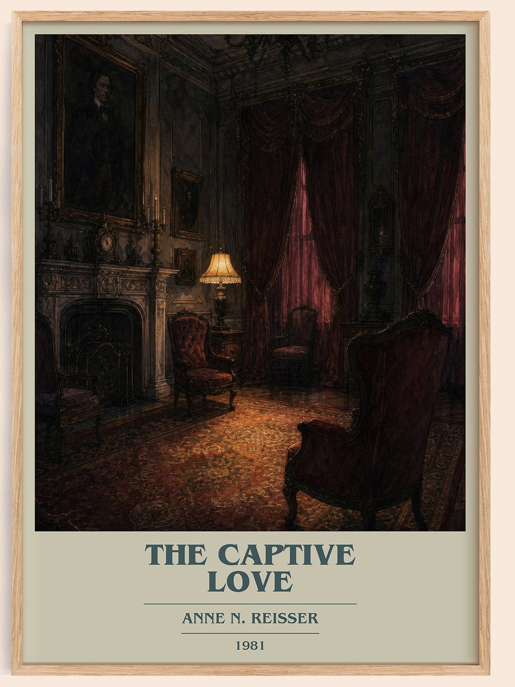 The captive love book cover book poster by Anne N. Reisser – framed literary art print