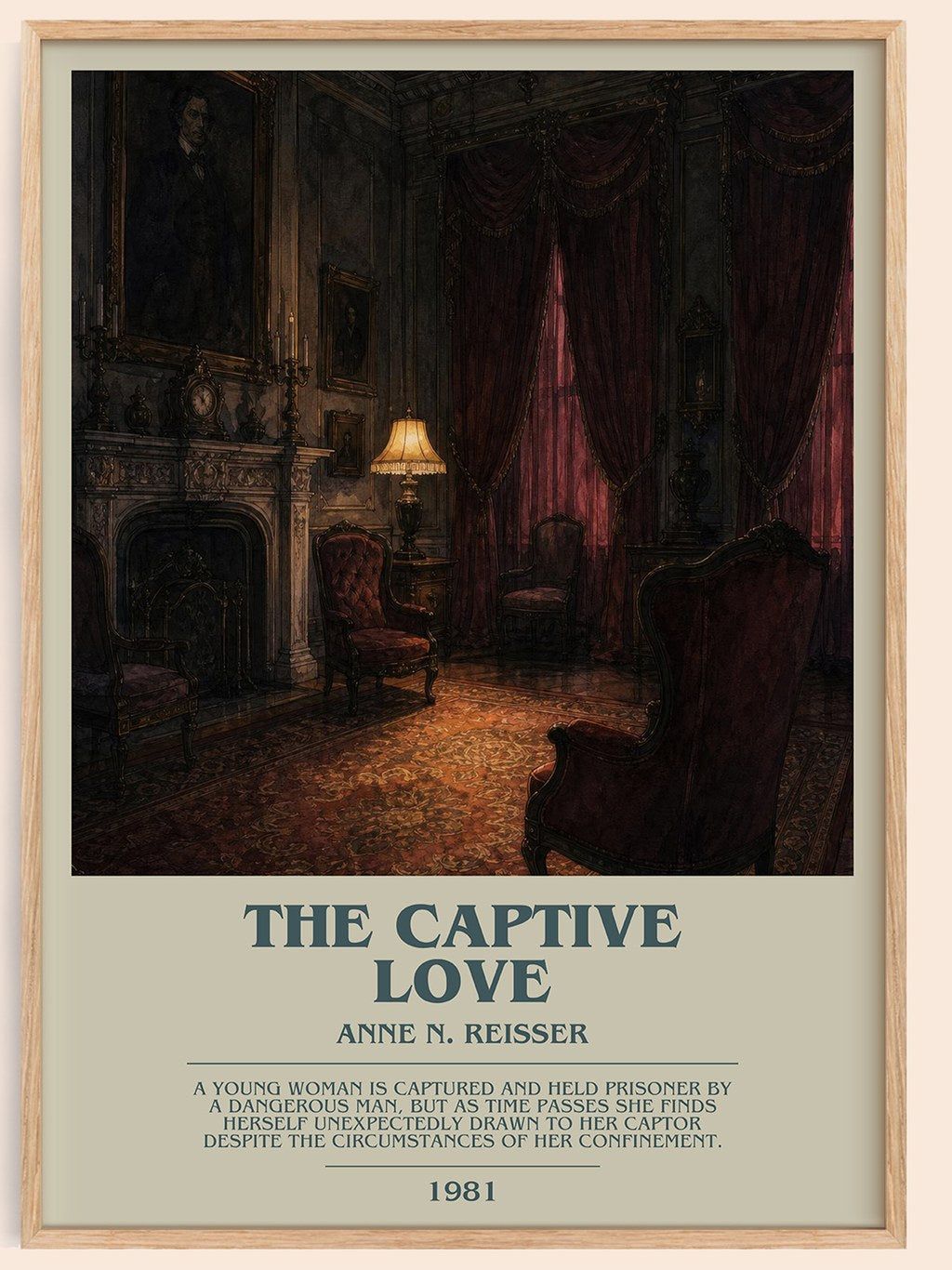 The captive love bookish book poster by Anne N. Reisser – framed literary art print