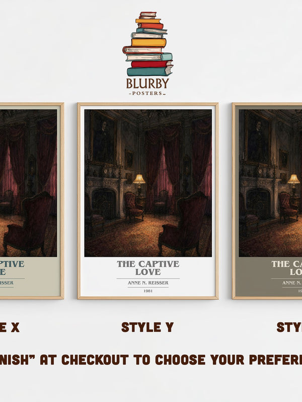 The captive love book cover print in frame leaning in hallway – romance wall art