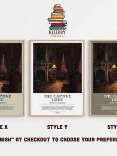 The captive love bookish print in frame leaning in hallway – romance wall art