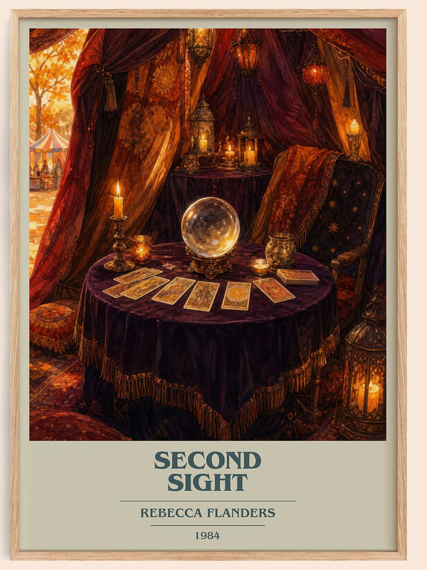 Second Sight book cover book poster by Rebecca Flanders – framed literary art print