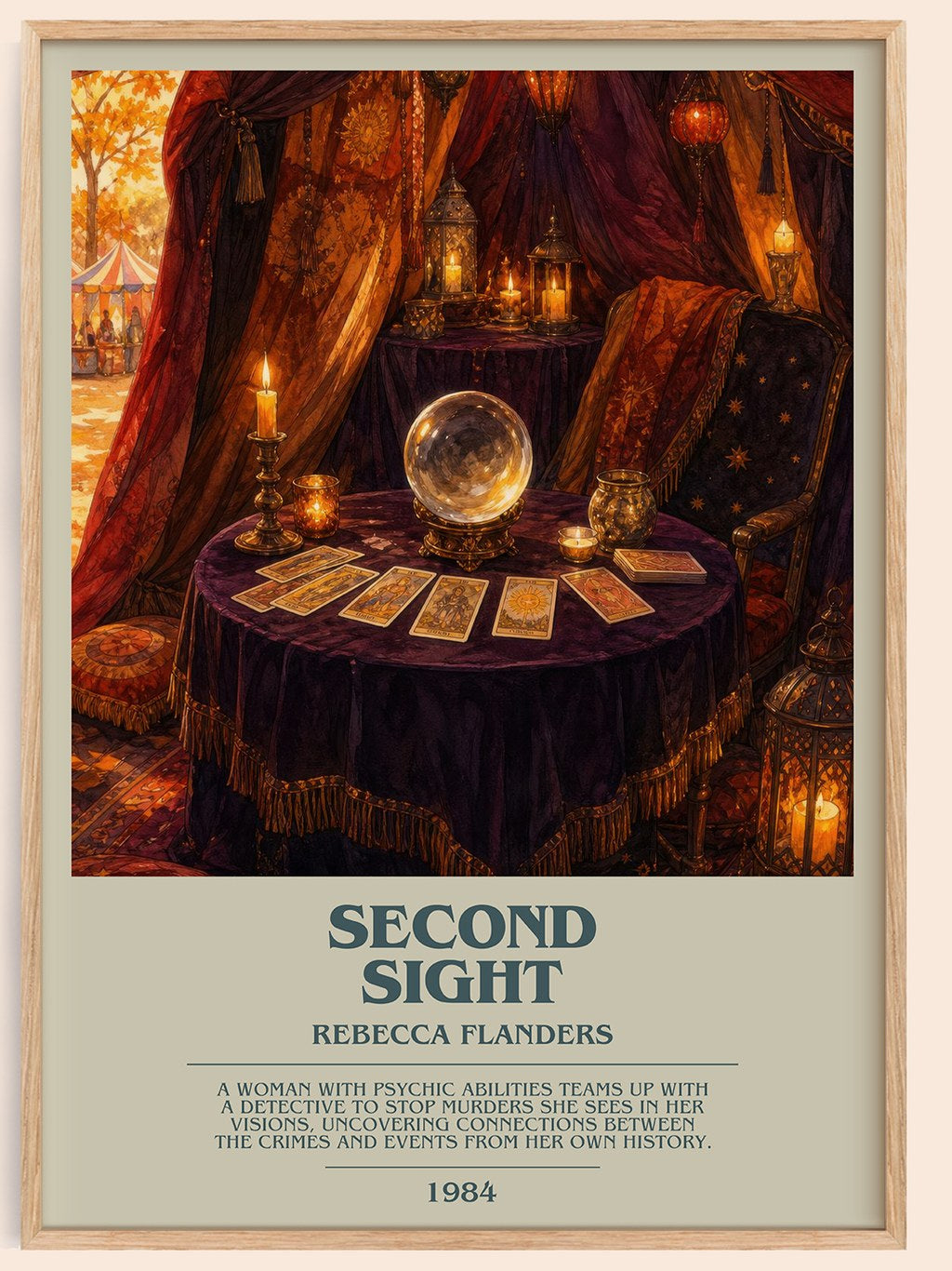 Second Sight bookish book poster by Rebecca Flanders – framed literary art print